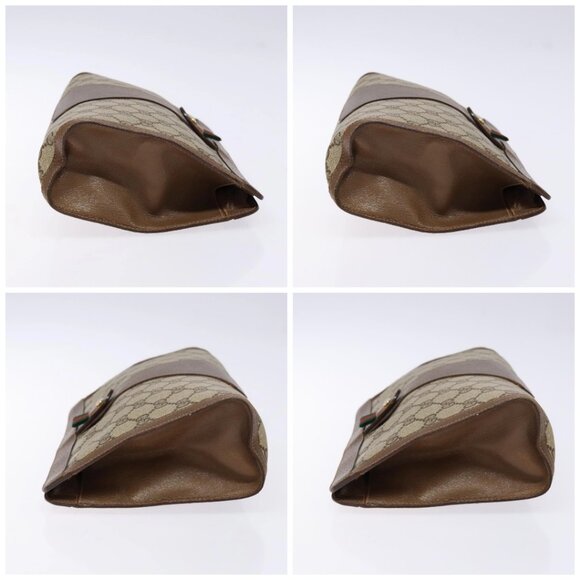 GUCCI GG Supreme Web Sherry Line Clutch Bag PVC Beige Gold 89 01 033 Auth 139749 - Picture 16 of 16